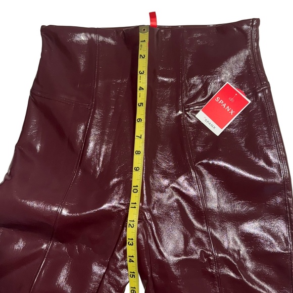 SPANXshape Women's Faux Patent Leather Leggings Burgundy Ruby High Rise L NWT - Picture 9 of 16